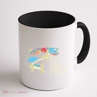 Here Fishy Fishy Retro Nature Trout Fly Fishing Gift Coffee Mug thumb 1