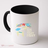 Here Fishy Fishy Retro Nature Trout Fly Fishing Gift Coffee Mug thumb 0
