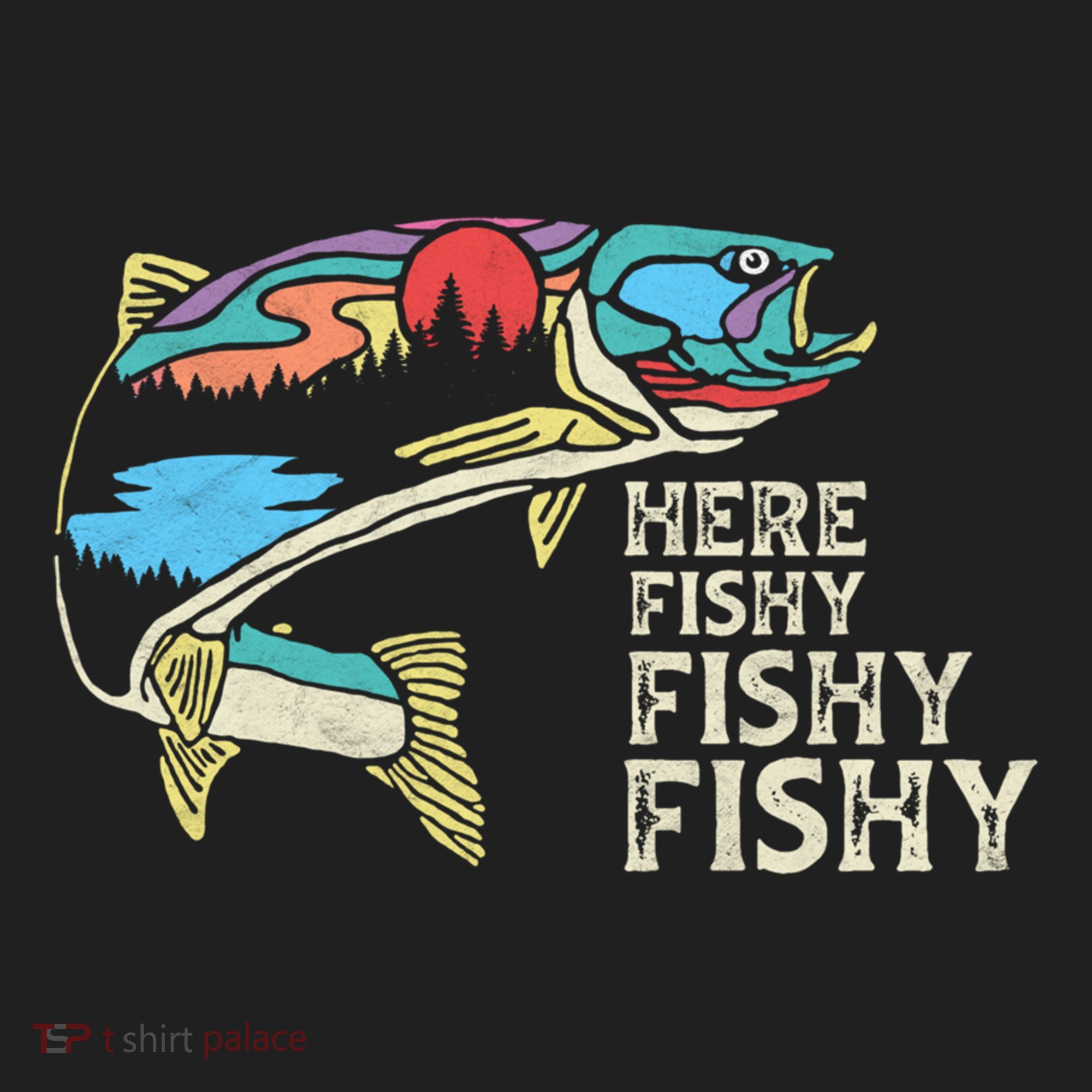 Here Fishy Fishy Retro Nature Trout Fly Fishing Gift Beanie