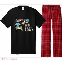 Here Fishy Fishy Retro Nature Trout Fly Fishing Gift Pajama Set thumb 0