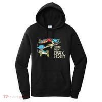 Here Fishy Fishy Retro Nature Trout Fly Fishing Gift Women's Hoodie thumb 0