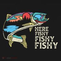 Here Fishy Fishy Retro Nature Trout Fly Fishing Gift PosiCharge Competitor Tank thumb 2