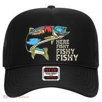 Here Fishy Fishy Retro Nature Trout Fly Fishing Gift Hat thumb 0