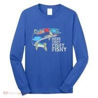 Here Fishy Fishy Retro Nature Trout Fly Fishing Gift Long Sleeve Shirt thumb 0