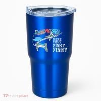 Here Fishy Fishy Retro Nature Trout Fly Fishing Gift Tumbler thumb 0