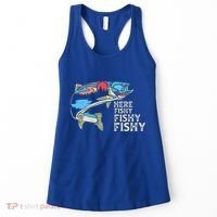 Here Fishy Fishy Retro Nature Trout Fly Fishing Gift Women's Tank Top thumb 0