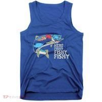 Here Fishy Fishy Retro Nature Trout Fly Fishing Gift Tank Top thumb 0