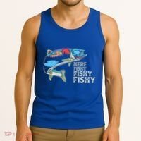 Here Fishy Fishy Retro Nature Trout Fly Fishing Gift Tank Top thumb 3