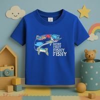 Here Fishy Fishy Retro Nature Trout Fly Fishing Gift Toddler T-Shirt thumb 3