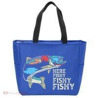 Here Fishy Fishy Retro Nature Trout Fly Fishing Gift Tote Bag thumb 0
