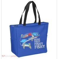 Here Fishy Fishy Retro Nature Trout Fly Fishing Gift Tote Bag thumb 2