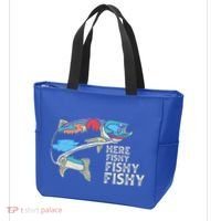 Here Fishy Fishy Retro Nature Trout Fly Fishing Gift Tote Bag thumb 3