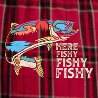 Here Fishy Fishy Retro Nature Trout Fly Fishing Gift Men's Flannel Plaid Pajama Pants thumb 2