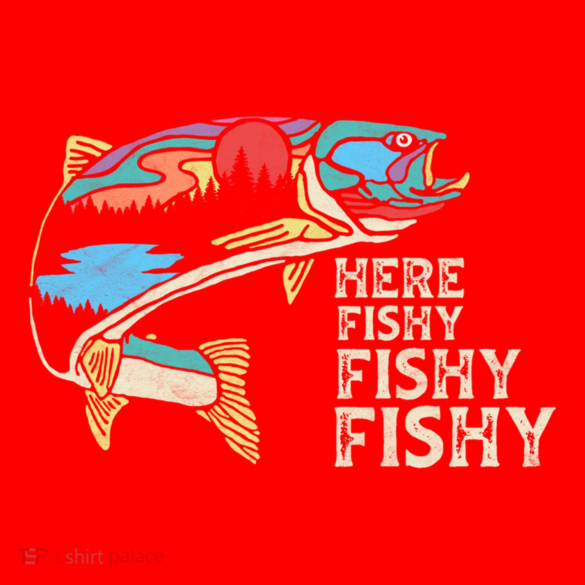 Here Fishy Fishy Retro Nature Trout Fly Fishing Gift Santa Hat
