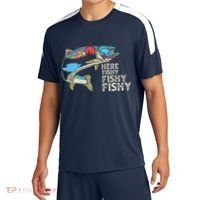 Here Fishy Fishy Retro Nature Trout Fly Fishing Gift Sport-Tek Competitor United Soccer Jersey thumb 0