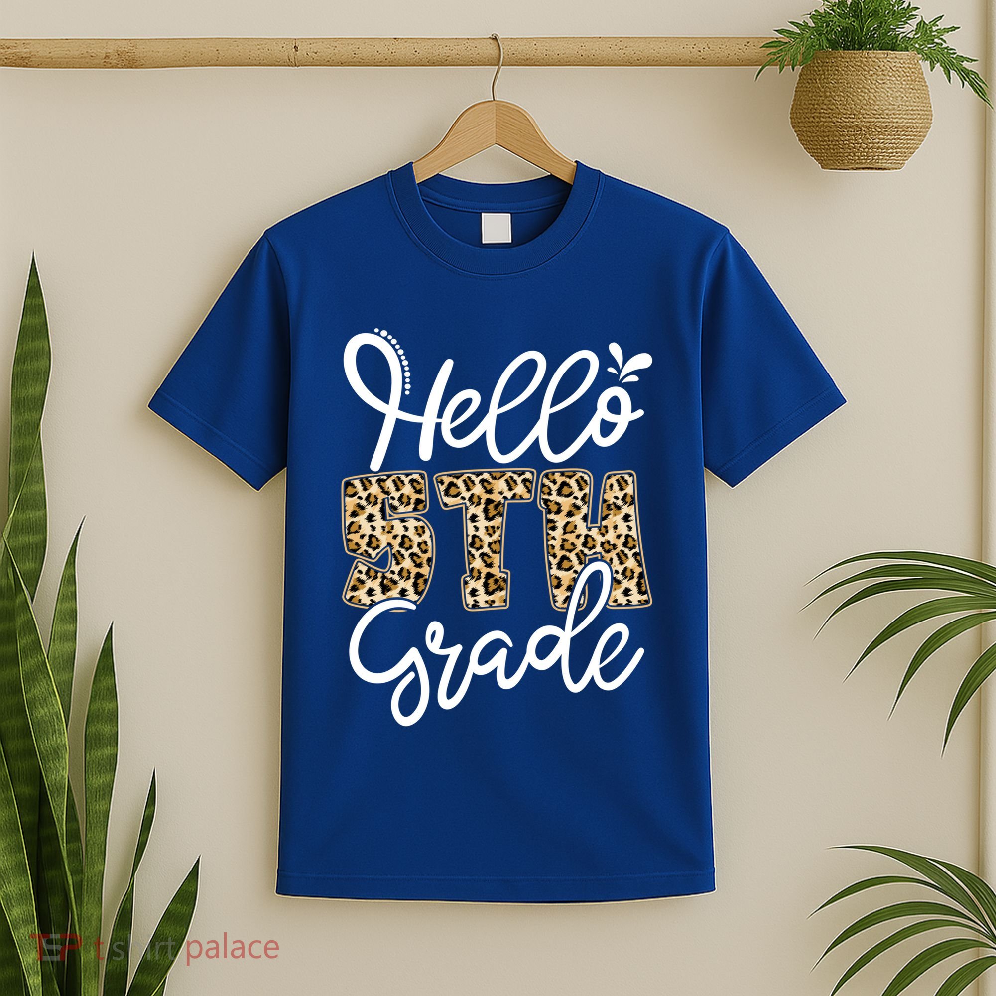 Hello Fifth Grade Happy First Day Of School Leopard Cool Gift T-Shirt
