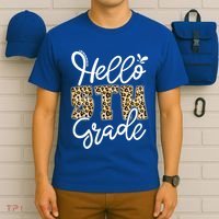 Hello Fifth Grade Happy First Day Of School Leopard Cool Gift T-Shirt thumb 6