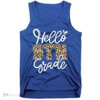 Hello Fifth Grade Happy First Day Of School Leopard Cool Gift Tank Top thumb 0