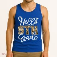 Hello Fifth Grade Happy First Day Of School Leopard Cool Gift Tank Top thumb 3