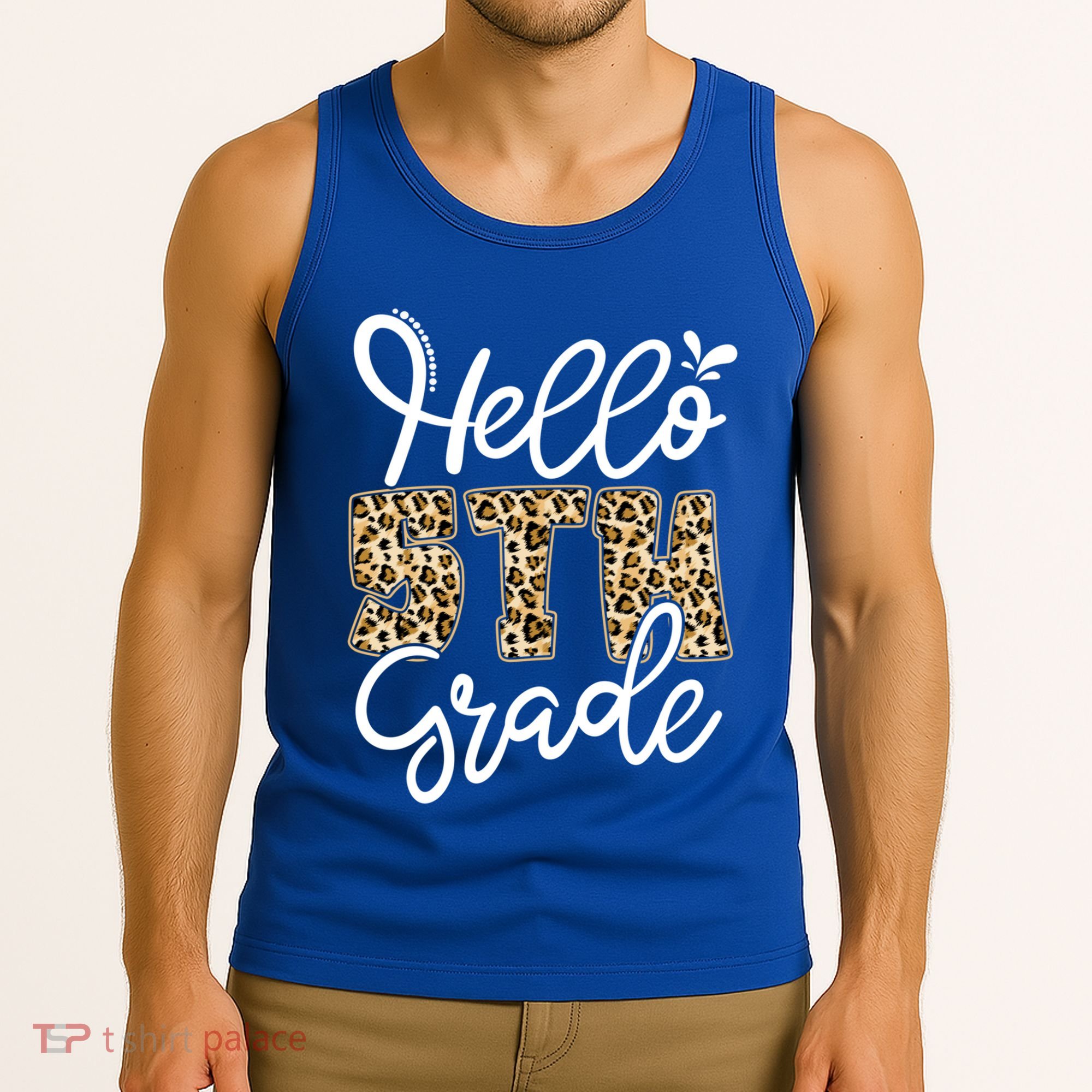 Hello Fifth Grade Happy First Day Of School Leopard Cool Gift Tank Top