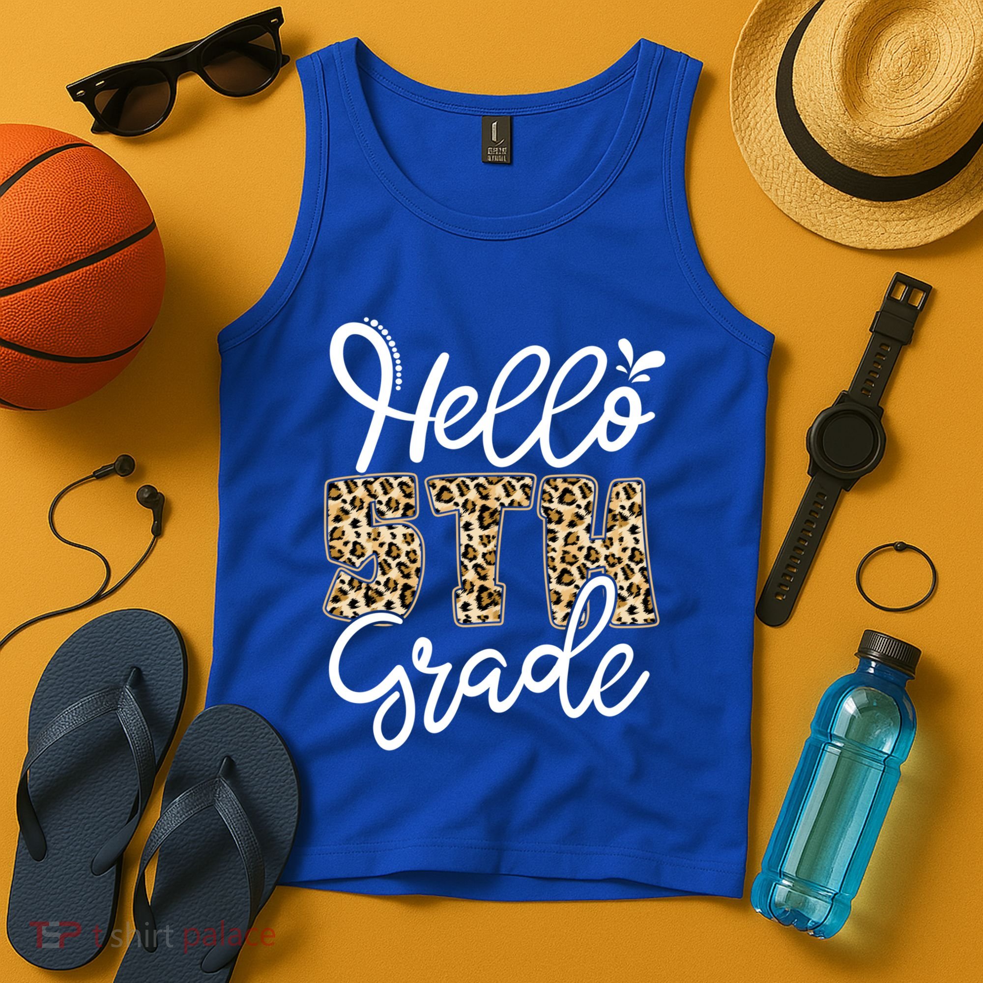 Hello Fifth Grade Happy First Day Of School Leopard Cool Gift Tank Top