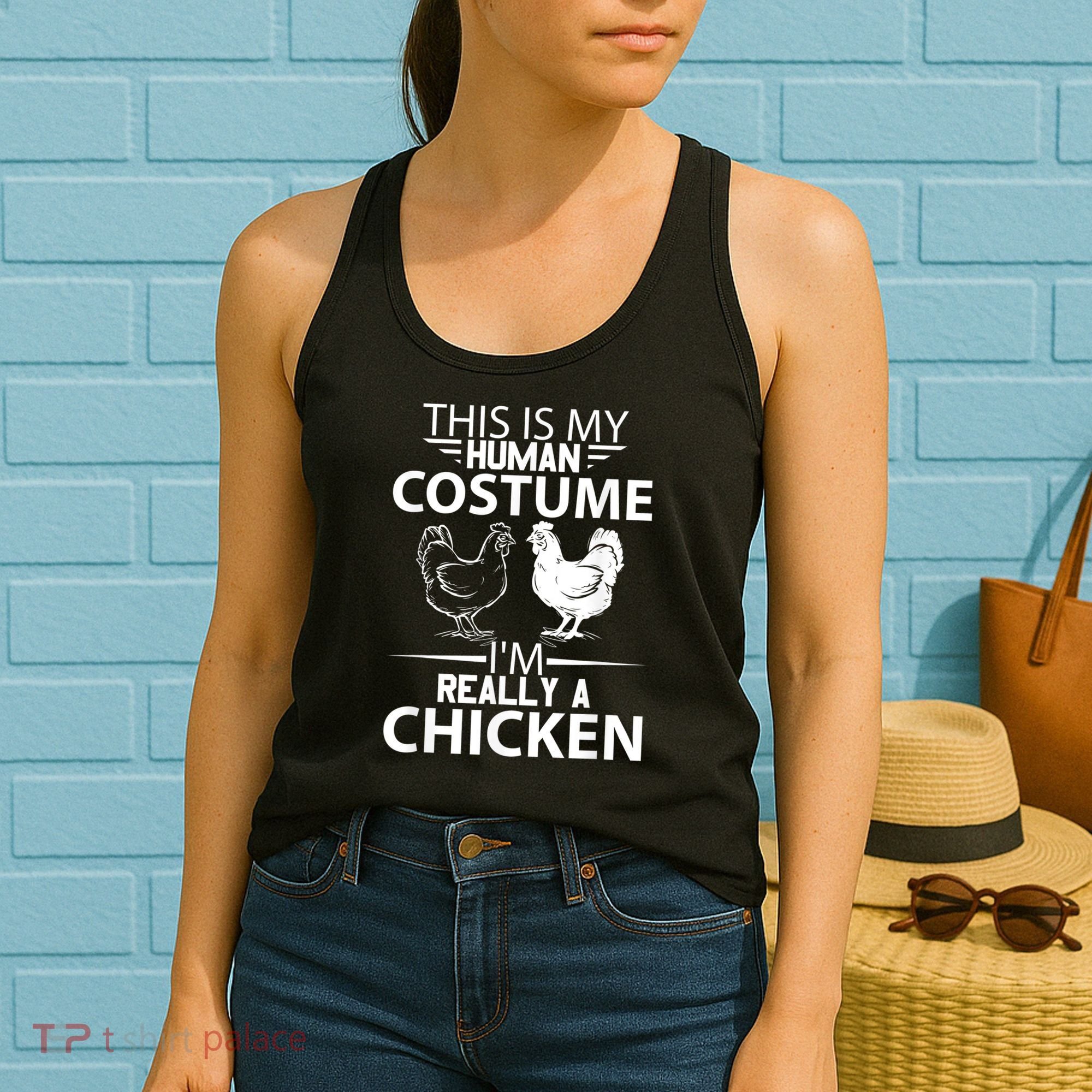 Halloween Funny Gift This Is My Human Costume Chicken Women's Tank Top