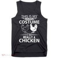 Halloween Funny Gift This Is My Human Costume Chicken Tank Top thumb 0