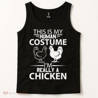 Halloween Funny Gift This Is My Human Costume Chicken Tank Top thumb 2
