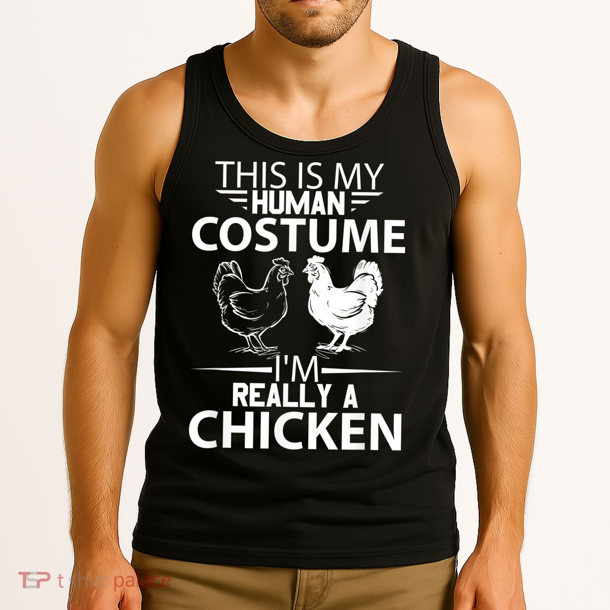Halloween Funny Gift This Is My Human Costume Chicken Tank Top