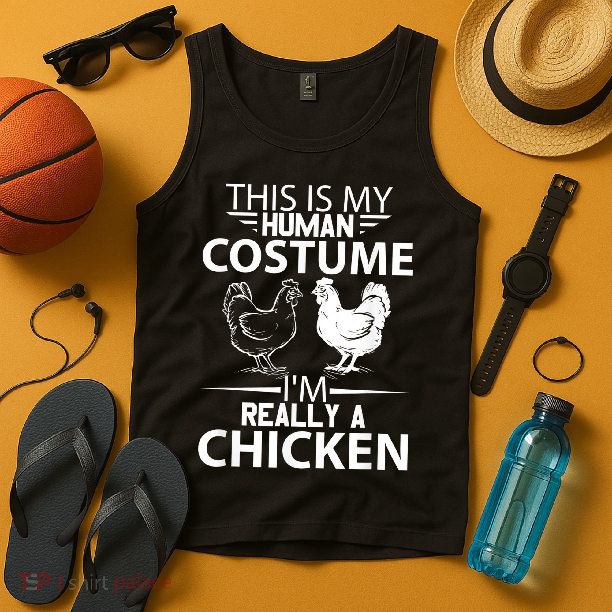 Halloween Funny Gift This Is My Human Costume Chicken Tank Top