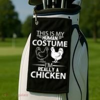 Halloween Funny Gift This Is My Human Costume Chicken Golf Towel thumb 2