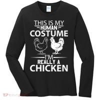 Halloween Funny Gift This Is My Human Costume Chicken Women's Long Sleeve Shirt thumb 0