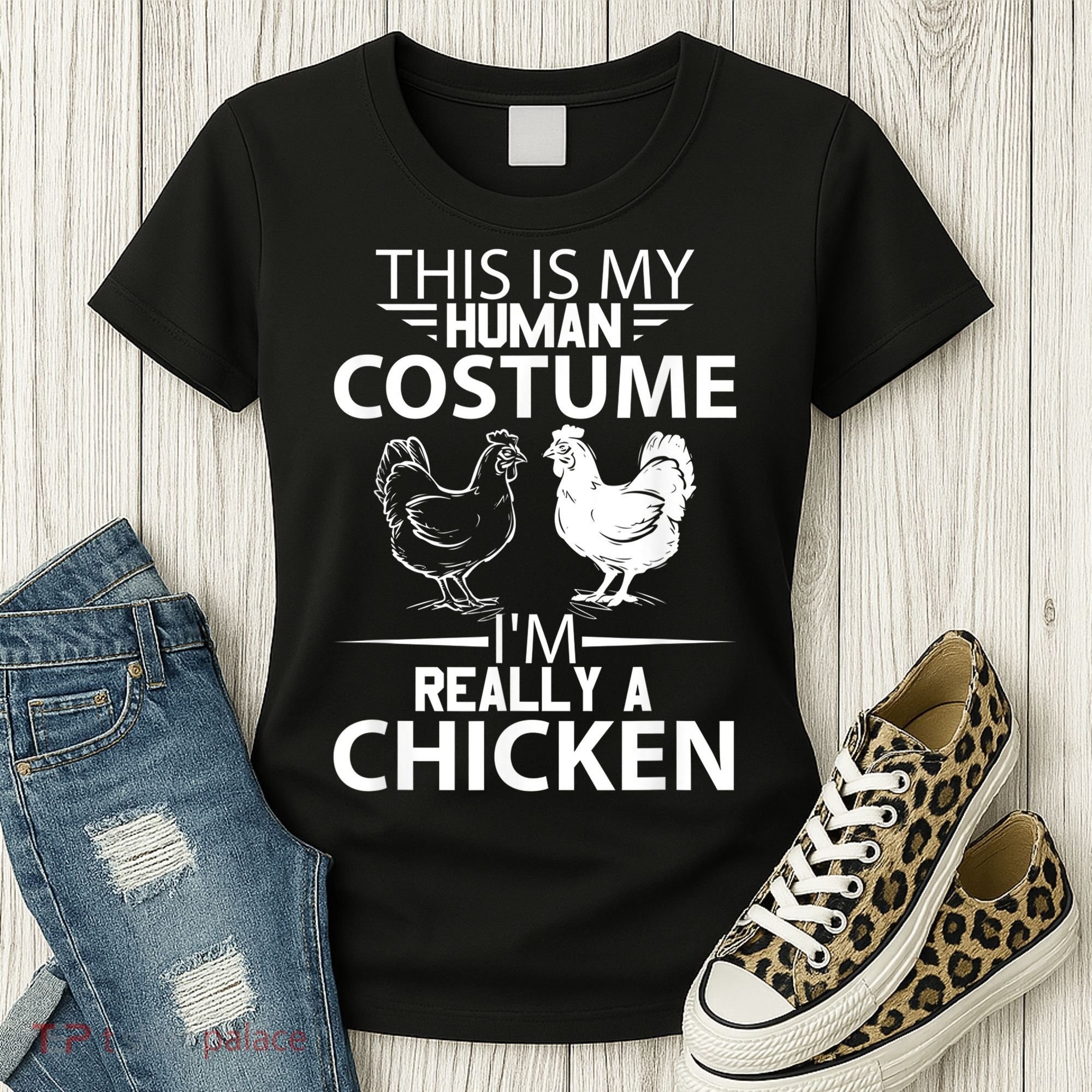 Halloween Funny Gift This Is My Human Costume Chicken Women's T-Shirt