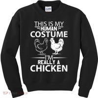 Halloween Funny Gift This Is My Human Costume Chicken Kids Sweatshirt thumb 0