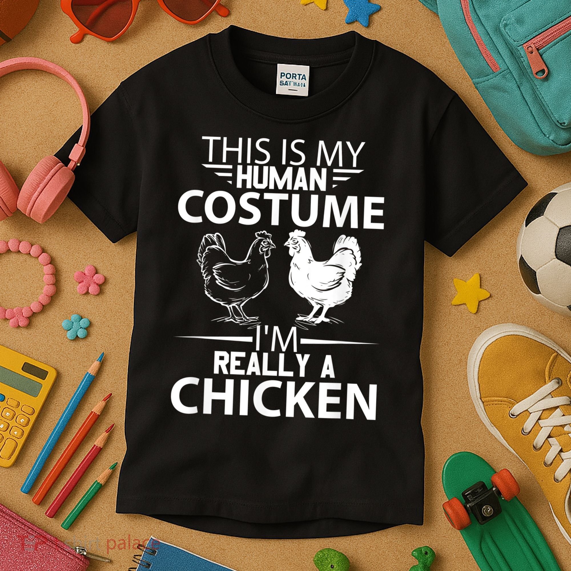 Halloween Funny Gift This Is My Human Costume Chicken Kids T-Shirt