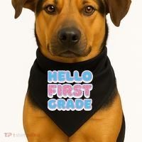 Hello First Grade Back To School USA-Made Doggie Bandana thumb 1