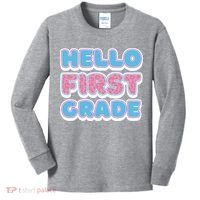 Hello First Grade Back To School Kids Long Sleeve Shirt thumb 0