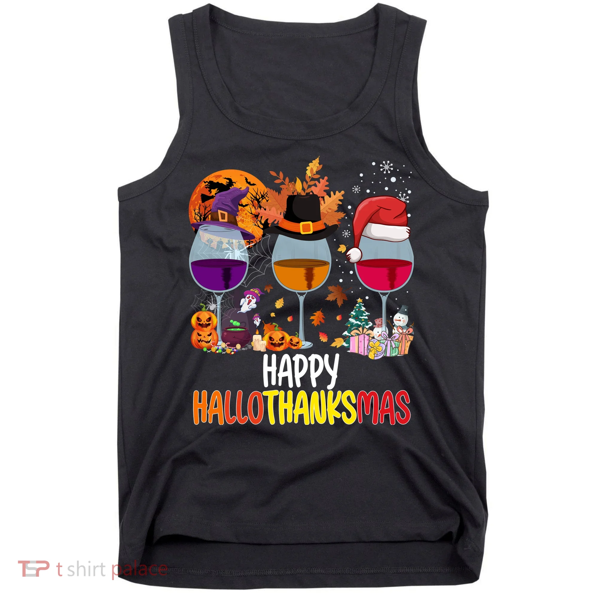 Hallothanksmas Funny Graphic Plus Size Tank Top