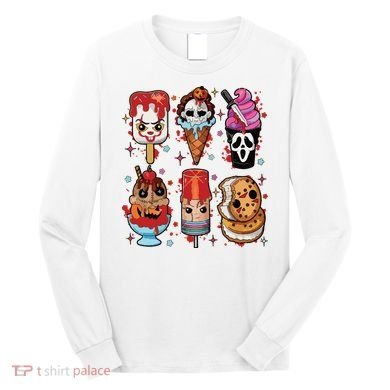 Horror Fan Gift Horror Ice Cream Dripping Ice Cream Long Sleeve Shirt