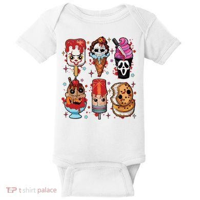 Horror Fan Gift Horror Ice Cream Dripping Ice Cream Baby Bodysuit