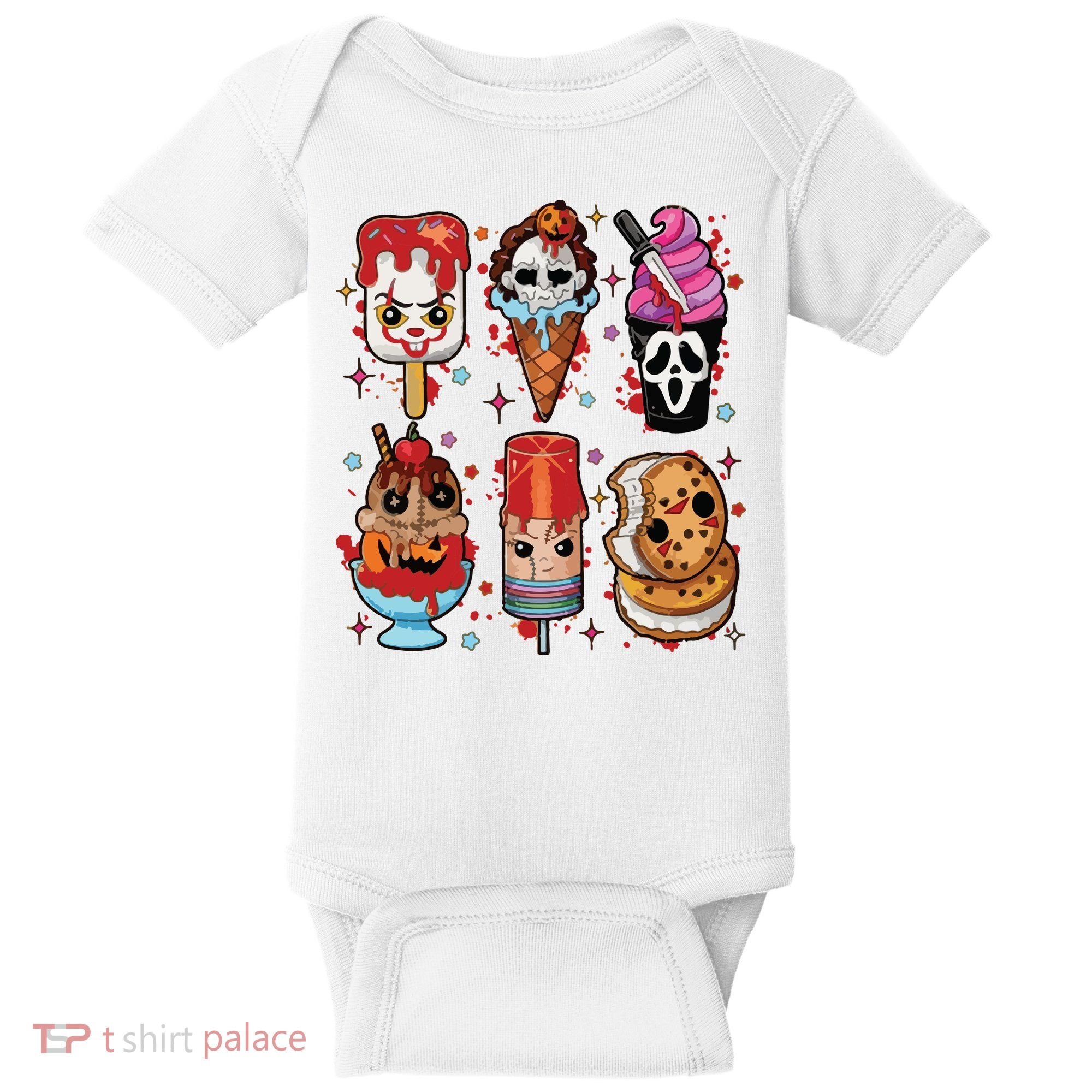 Horror Fan Gift Horror Ice Cream Dripping Ice Cream Baby Bodysuit