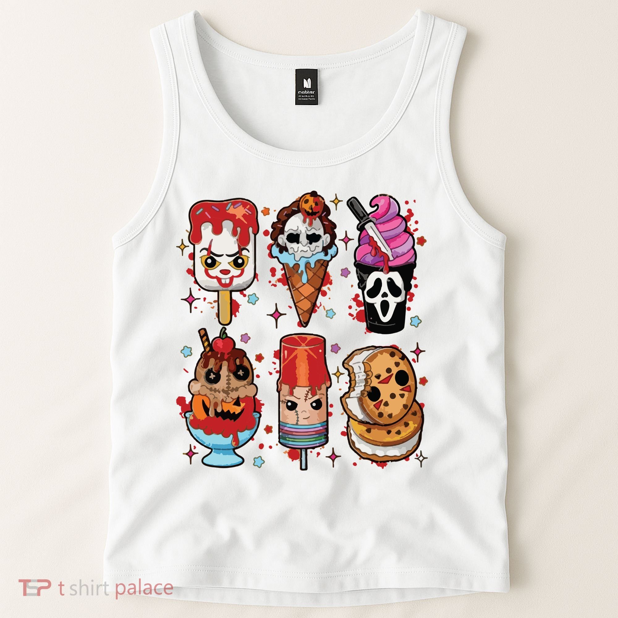 Horror Fan Gift Horror Ice Cream Dripping Ice Cream Tank Top