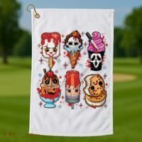 Horror Fan Gift Horror Ice Cream Dripping Ice Cream Golf Towel thumb 1