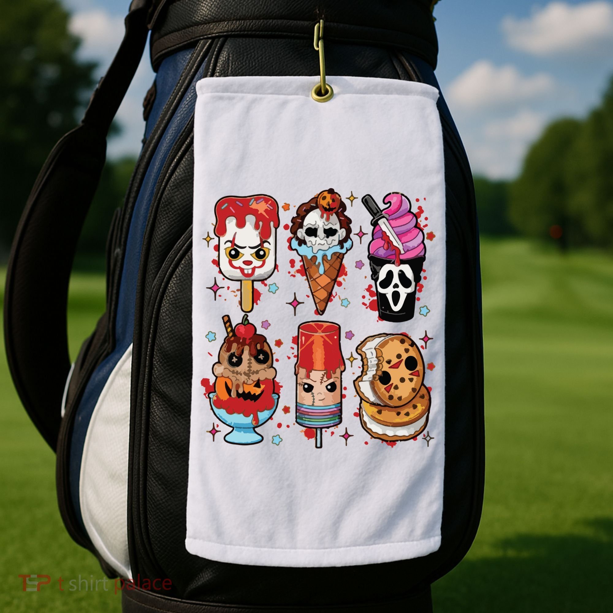 Horror Fan Gift Horror Ice Cream Dripping Ice Cream Golf Towel