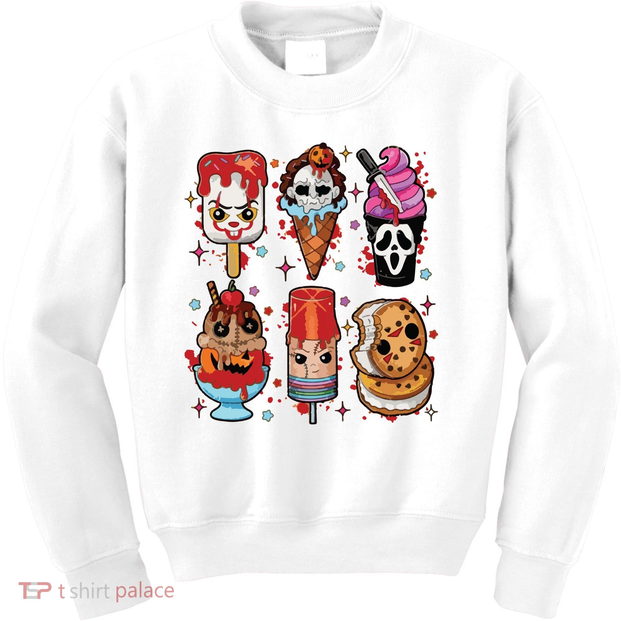 Horror Fan Gift Horror Ice Cream Dripping Ice Cream Kids Sweatshirt