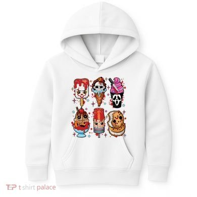 Horror Fan Gift Horror Ice Cream Dripping Ice Cream Kids Hoodie