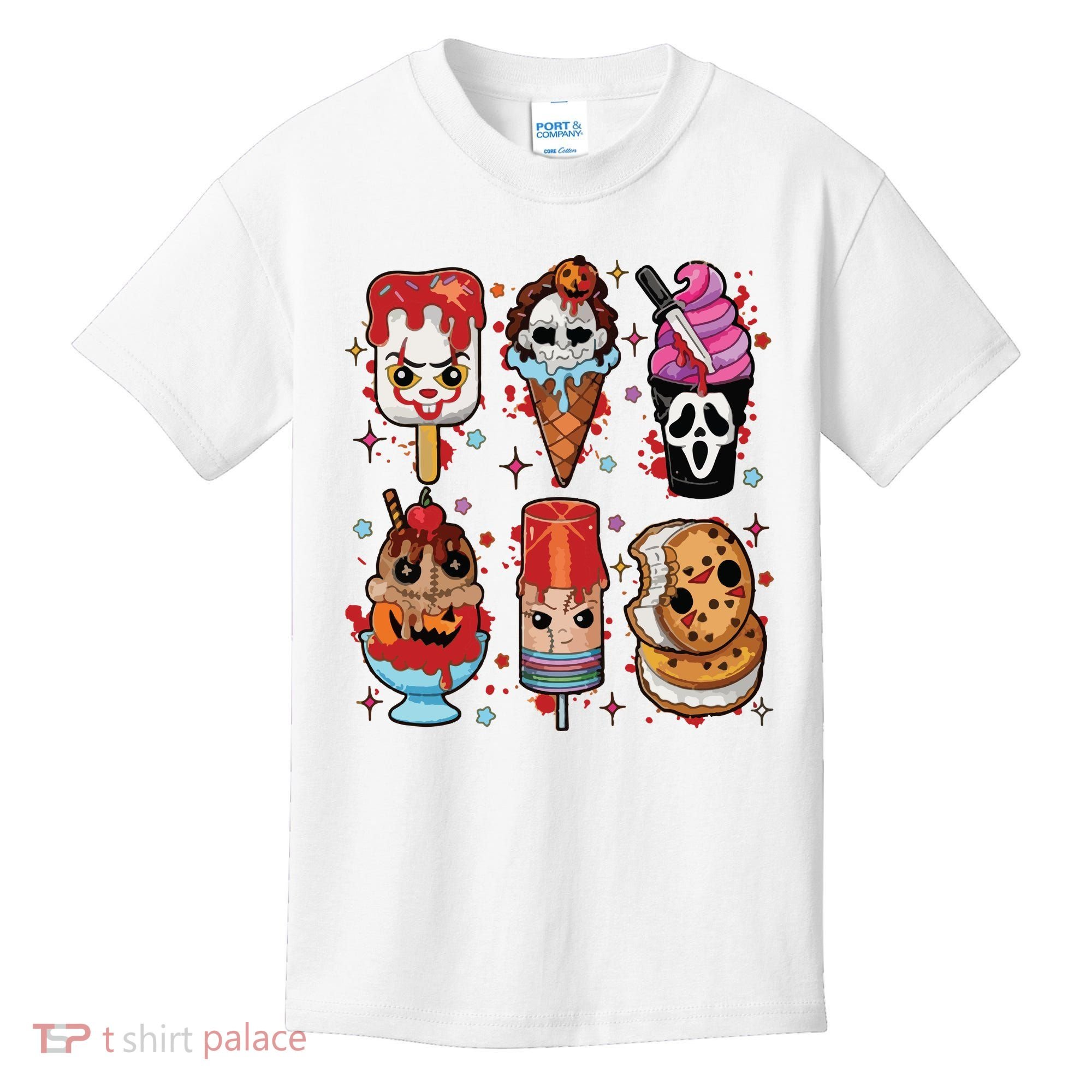 Horror Fan Gift Horror Ice Cream Dripping Ice Cream Kids T-Shirt