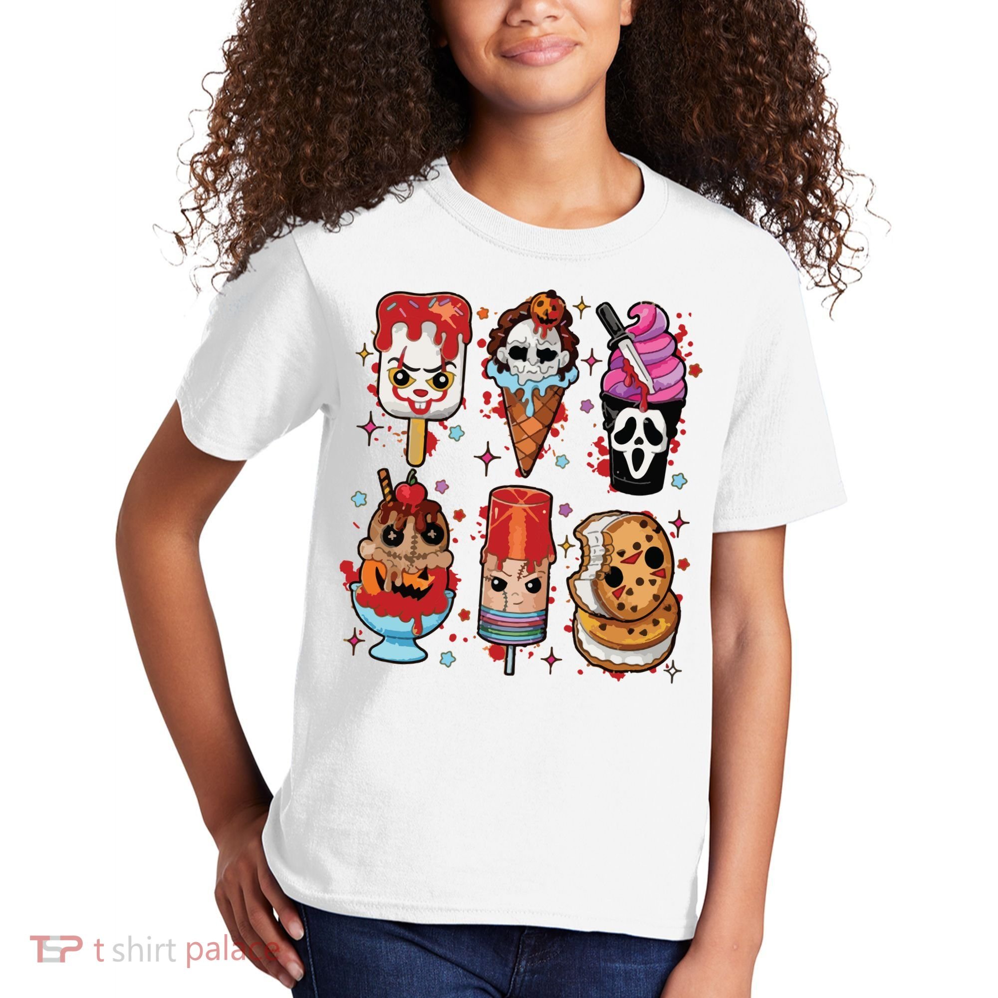 Horror Fan Gift Horror Ice Cream Dripping Ice Cream Kids T-Shirt