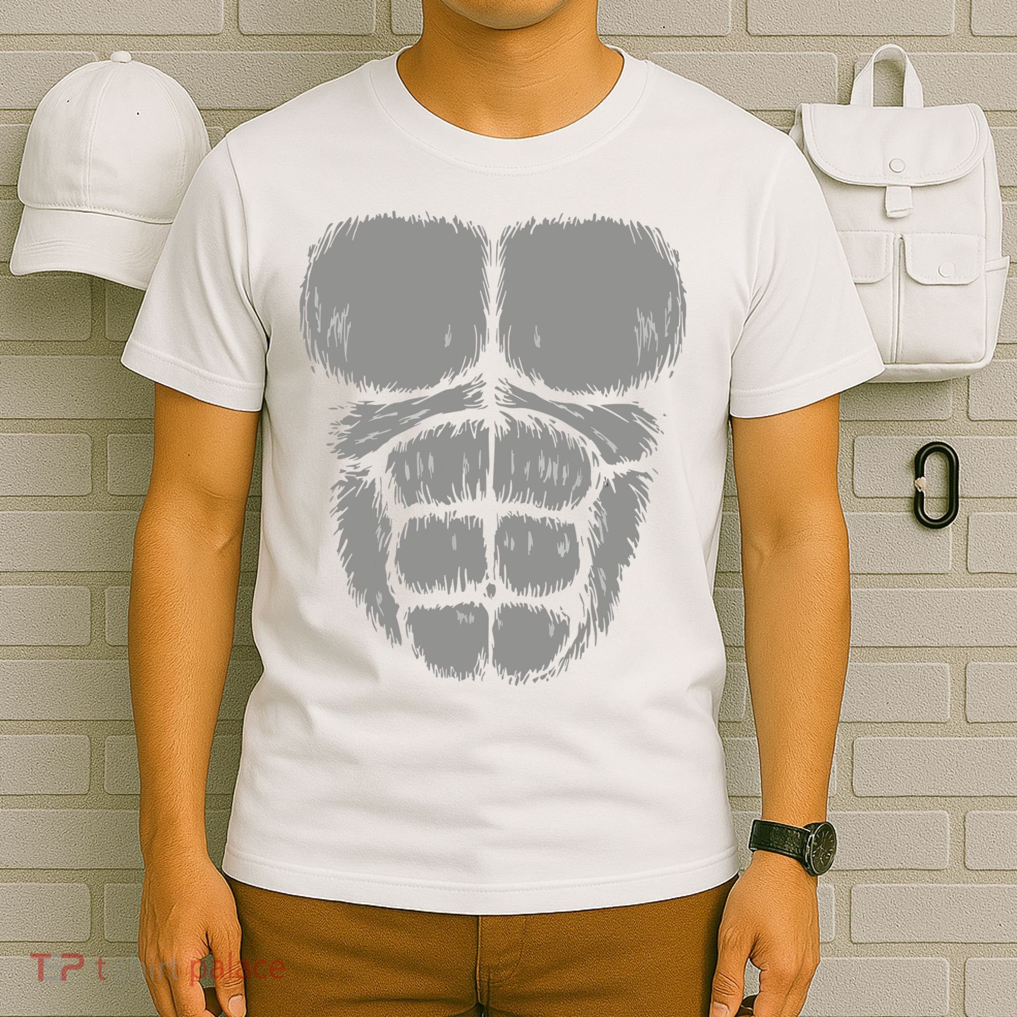 Halloween Funny Gorilla Monkey Belly Chest Costume T-Shirt