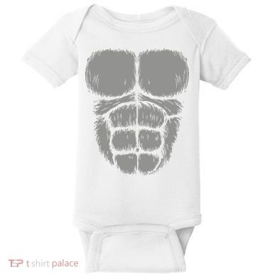 Halloween Funny Gorilla Monkey Belly Chest Costume Baby Bodysuit
